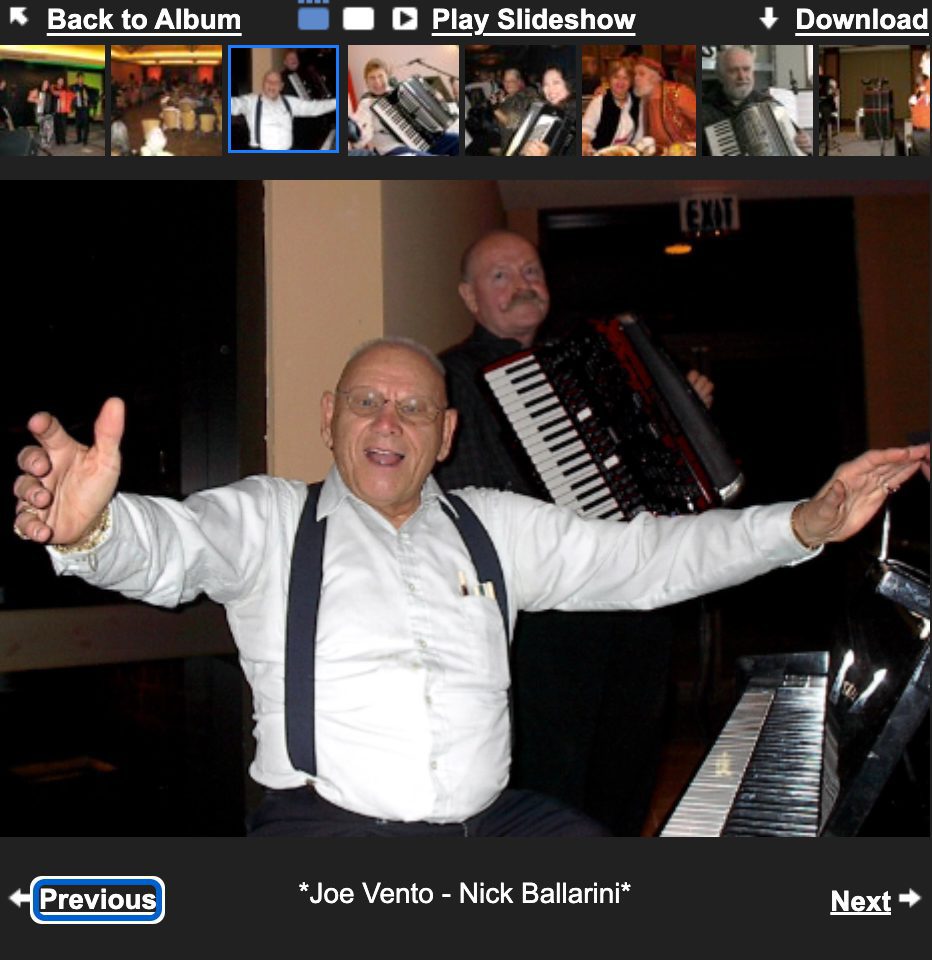 Joe Vento and Nick Ballarini performing together at an NAA event