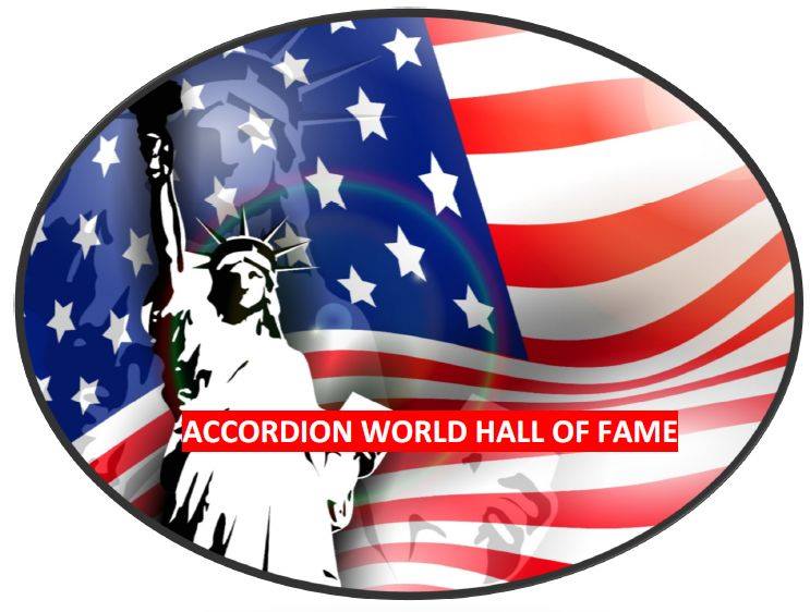 Accordion World Hall of Fame official logo featuring Statue of Liberty and American flag