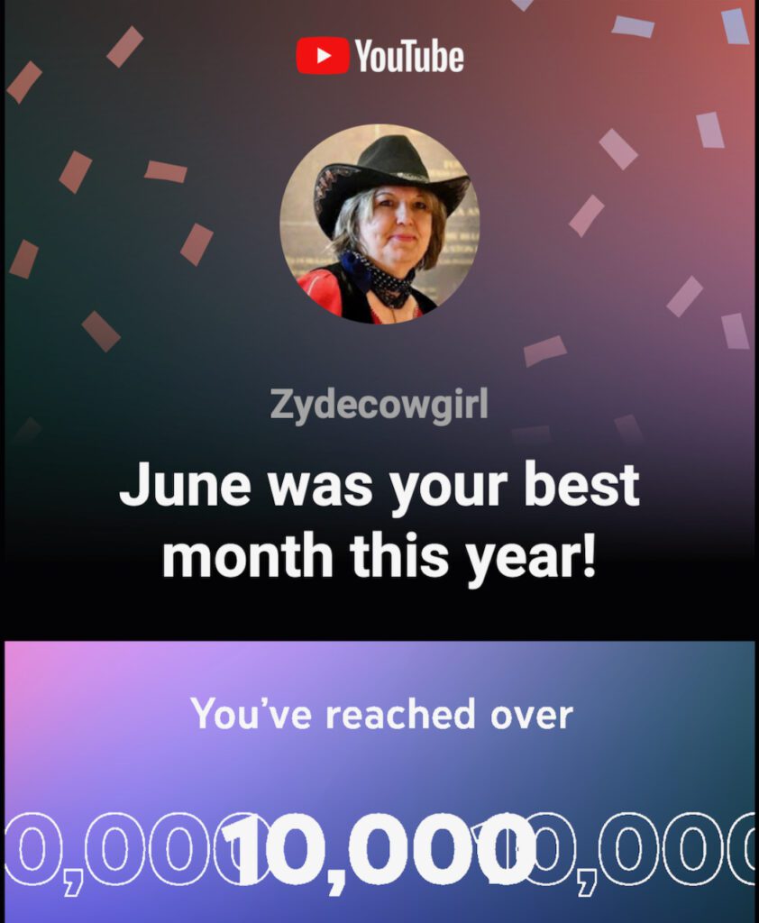 Debra Peters Zydecowgirl YouTube channel hits 10,000 milestone visitors