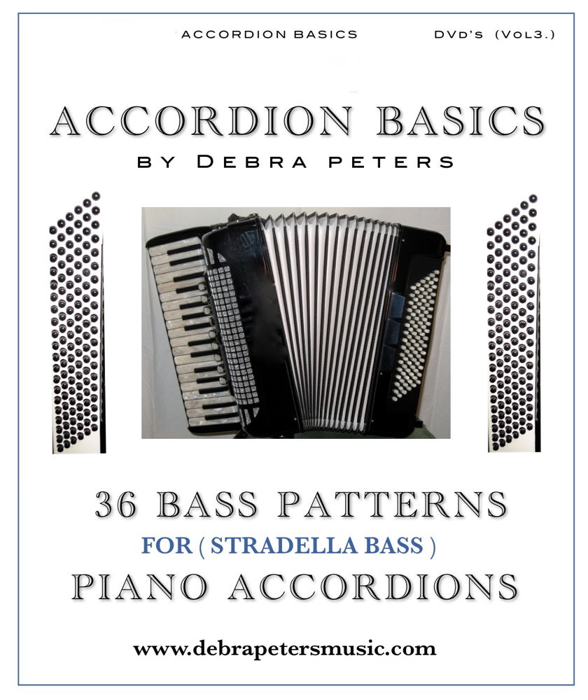 Back cover of Debra Peters Accordion Basics DVD Vol. 3 – Bass Patterns for piano accordion